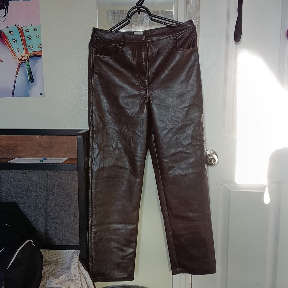 Wilfred Faux Leather Pants in Dark Brown